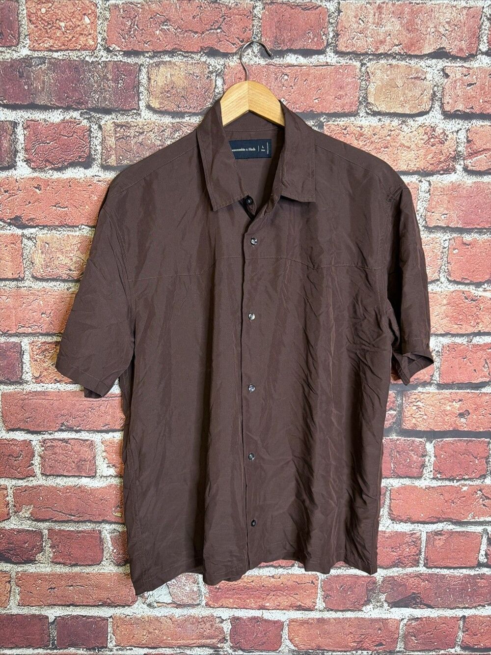 Abercrombie & Fitch Brown Button Up Shirt Men’s Large Tall Modal Blend Preppy